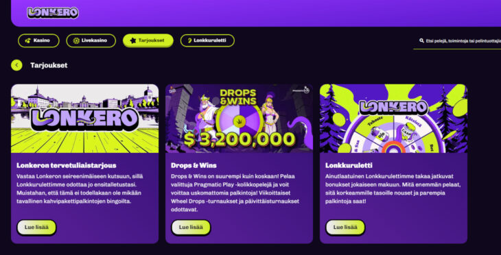 lonkero casino bonukset