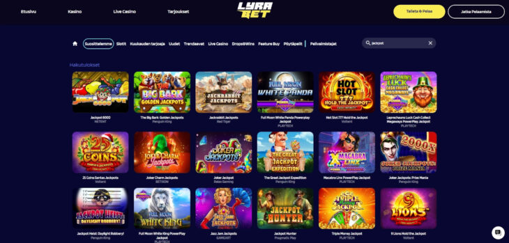 lyrabet jackpot pelit
