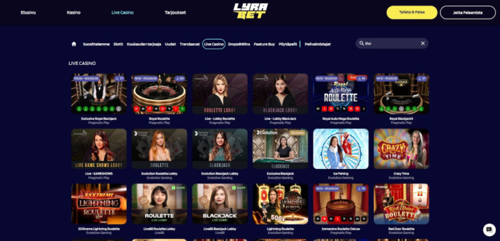 lyrabet live casino
