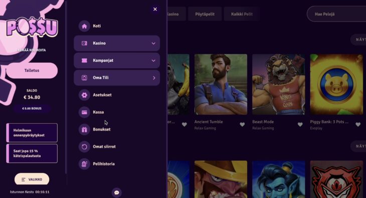 Possu kasino kotiutus