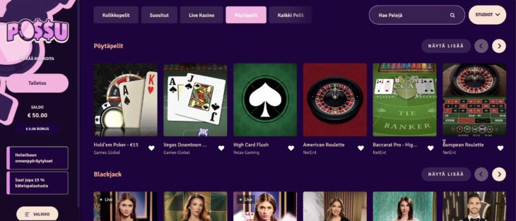 Possu kasinon peliaula