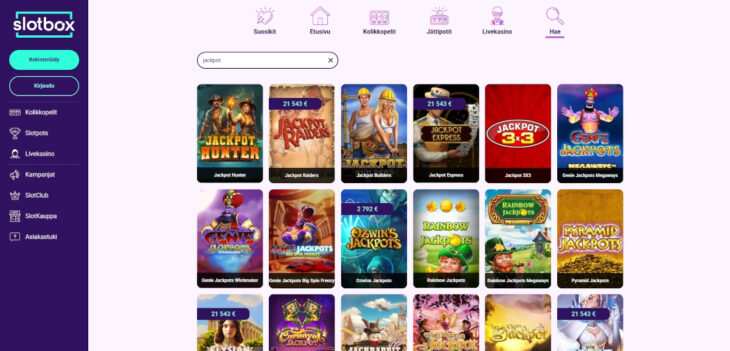 slotbox jackpot pelit