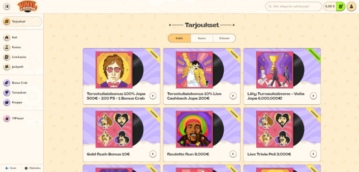 vinyl casino bonukset