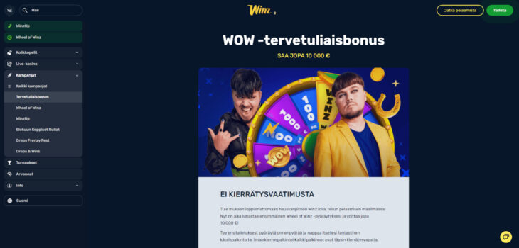 winz.io bonukset