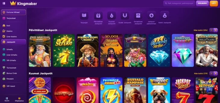 kingmaker jackpot pelit