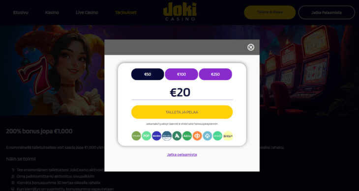 joki casino talletukset
