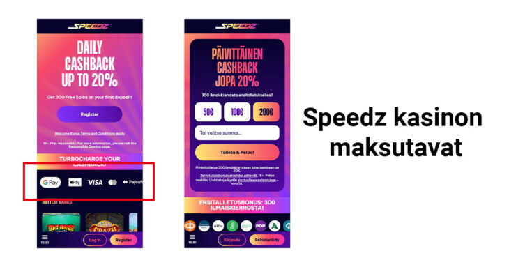 Speedz kasinon maksutavat