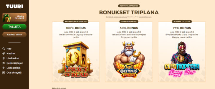 tuuri kasino bonukset