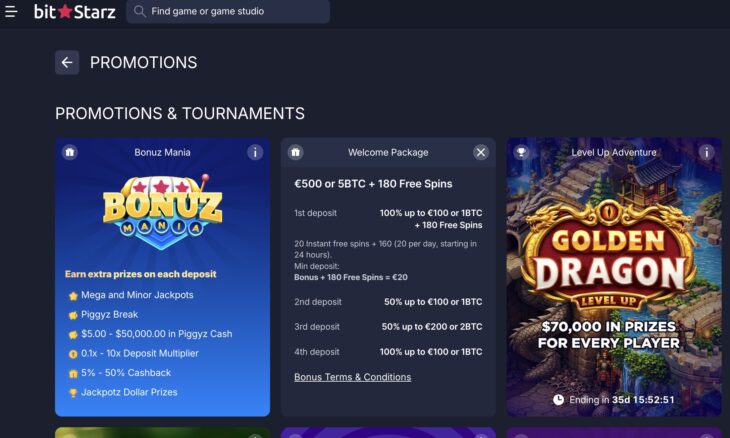 Bitstarz kasinon krypto talletusbonus